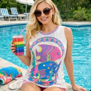 Vintage Puff Paint Art Fish Shirt